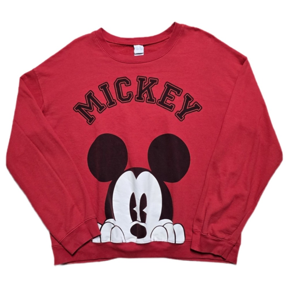 Y2K Disney Mickey Mouse Sweatshirt Womens Size 3XL Red Big Print Pullover Jumper